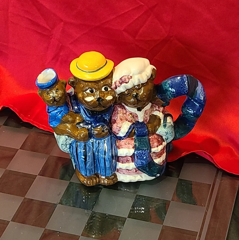Glazed Ceramic Three Bears Teapot